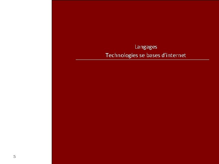 Langages Technologies se bases d’internet 5 