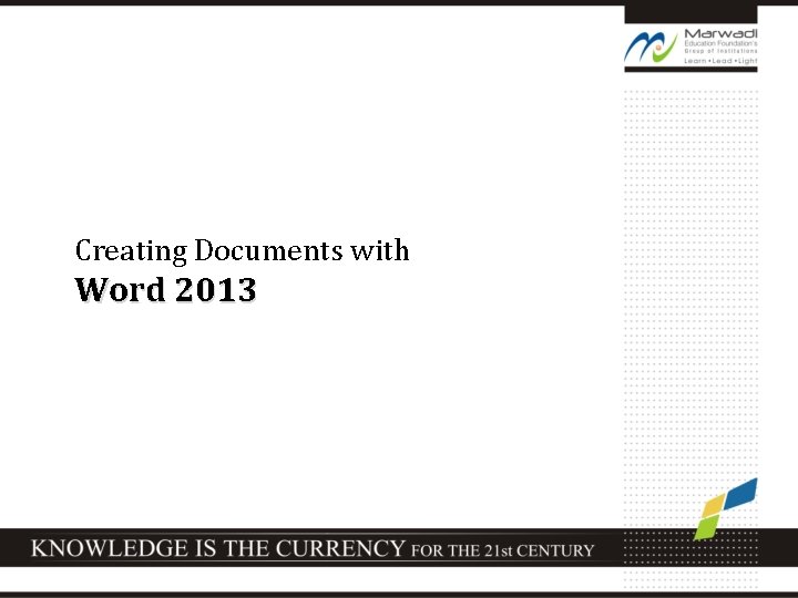 Creating Documents with Word 2013 
