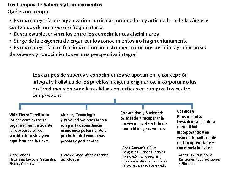 Los Campos de Saberes y Conocimientos Qué es un campo • Es una categoría