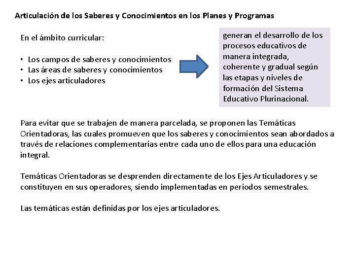 Articulación de los Saberes y Conocimientos en los Planes y Programas En el ámbito