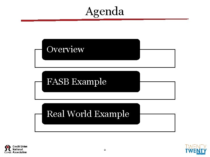 Agenda Overview FASB Example Real World Example 2 