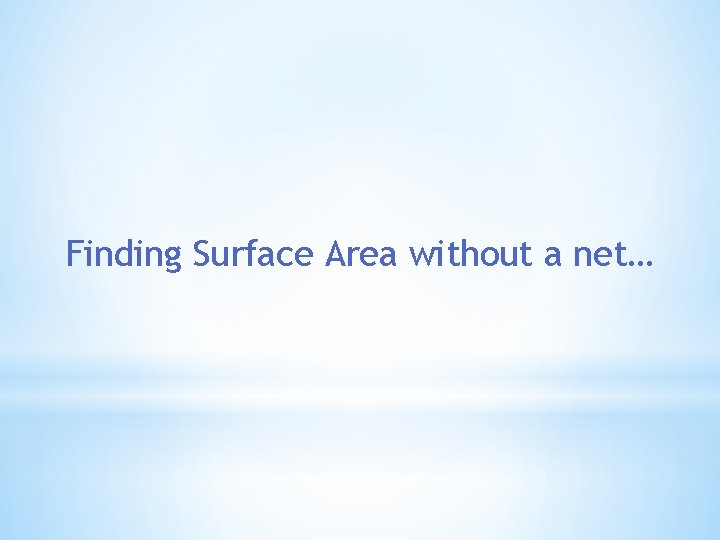 Finding Surface Area without a net… 