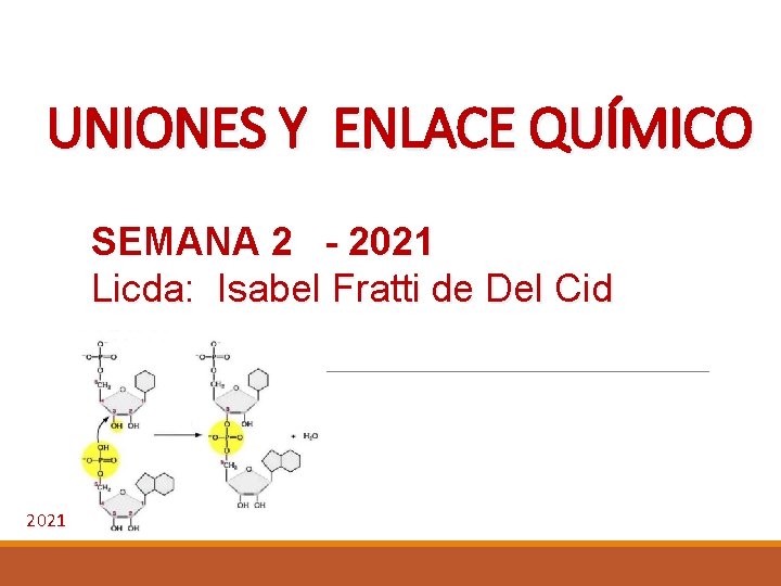 UNIONES Y ENLACE QUÍMICO SEMANA 2 - 2021 Licda: Isabel Fratti de Del Cid