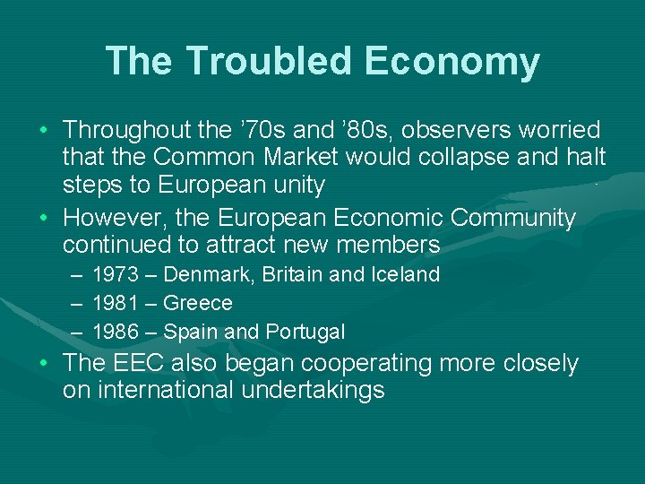 The Troubled Economy • Throughout the ’ 70 s and ’ 80 s, observers