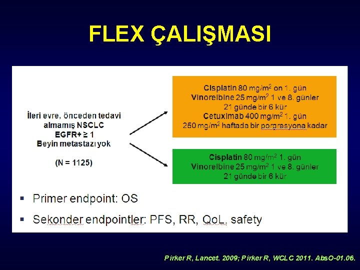 FLEX ÇALIŞMASI Pirker R, Lancet. 2009; Pirker R, WCLC 2011. Abs. O-01. 06. 