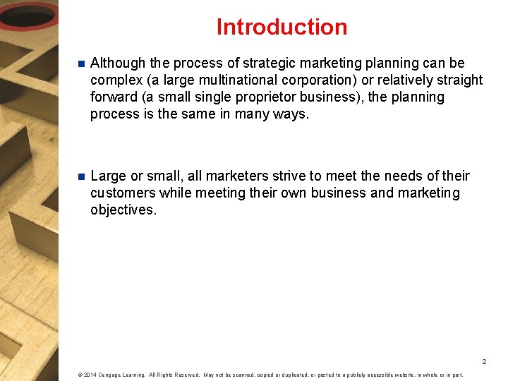 Introduction n Although the process of strategic marketing planning can be complex (a large Introduction n Although the process of strategic marketing planning can be complex (a large