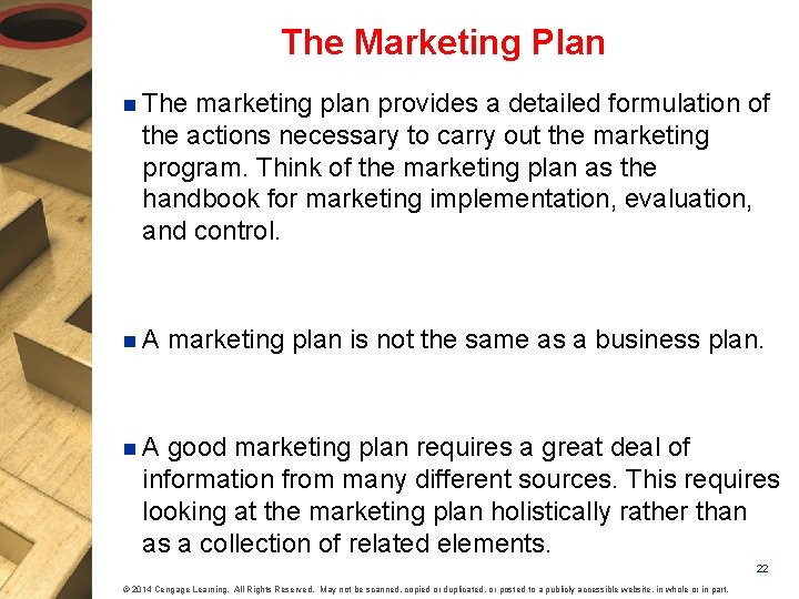 The Marketing Plan n The marketing plan provides a detailed formulation of the actions