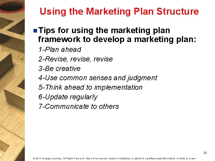 Using the Marketing Plan Structure n Tips for using the marketing plan framework to Using the Marketing Plan Structure n Tips for using the marketing plan framework to