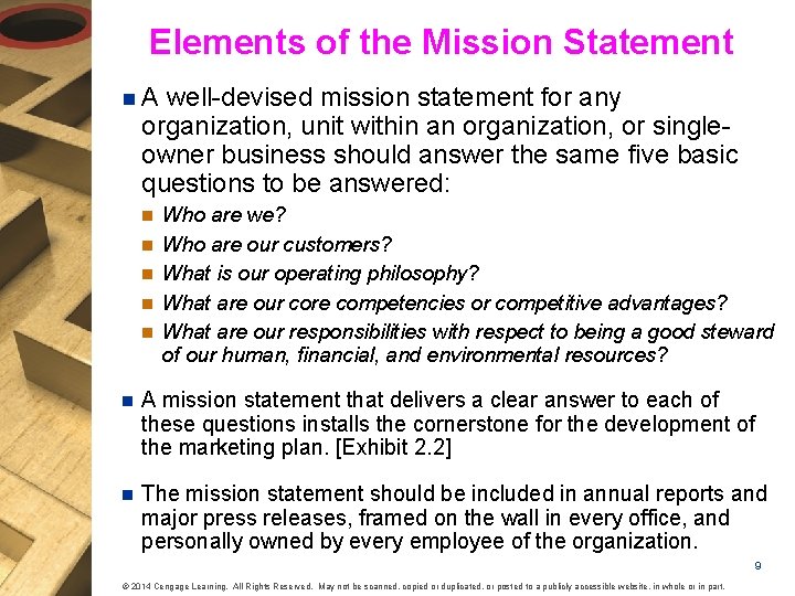 Elements of the Mission Statement n. A well-devised mission statement for any organization, unit