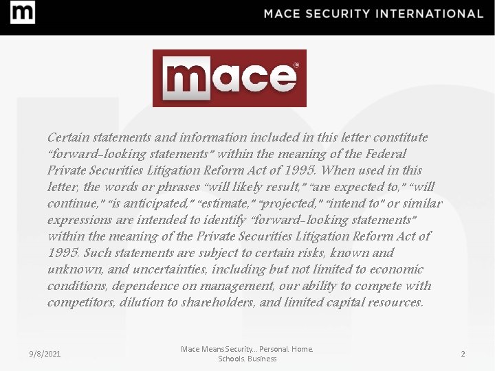 Certain statements and information included in this letter constitute “forward-looking statements” within the meaning Certain statements and information included in this letter constitute “forward-looking statements” within the meaning