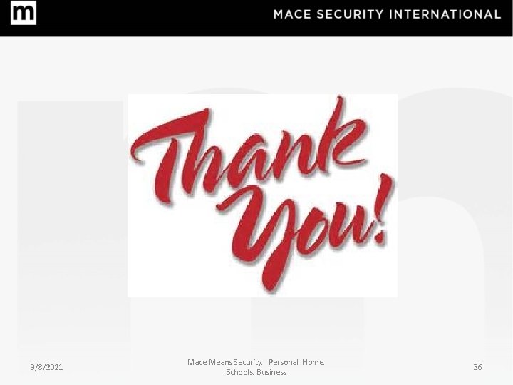 9/8/2021 Mace Means Security. . . Personal. Home. Schools. Business 36 