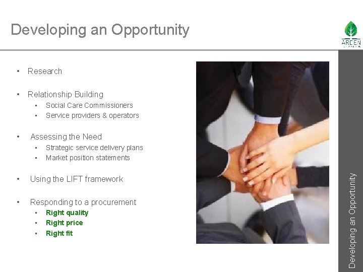 Developing an Opportunity • Research • Relationship Building • • Assessing the Need •