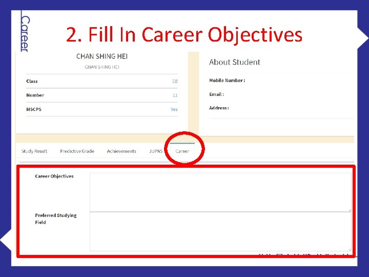 2. Fill In Career Objectives 