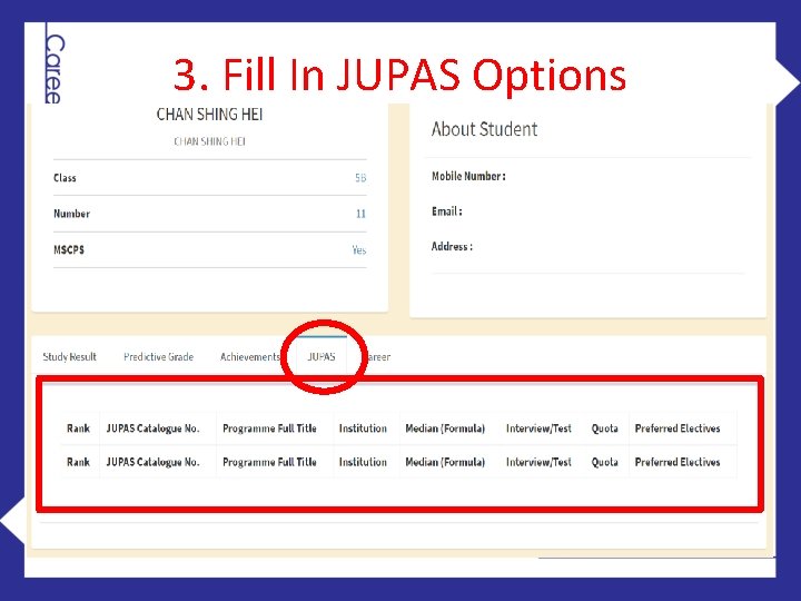 3. Fill In JUPAS Options 