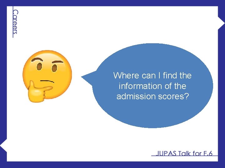 Where can I find the information of the admission scores? 