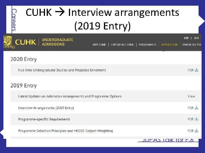 CUHK Interview arrangements (2019 Entry) 