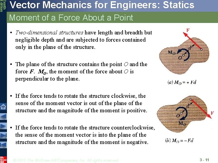Tenth Edition Vector Mechanics for Engineers: Statics Moment of a Force About a Point