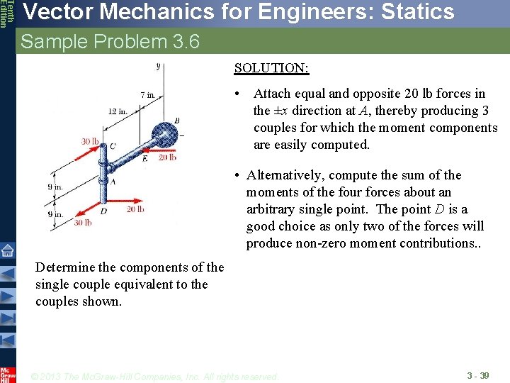 Tenth Edition Vector Mechanics for Engineers: Statics Sample Problem 3. 6 SOLUTION: • Attach