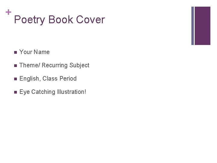 + Poetry Book Cover n Your Name n Theme/ Recurring Subject n English, Class