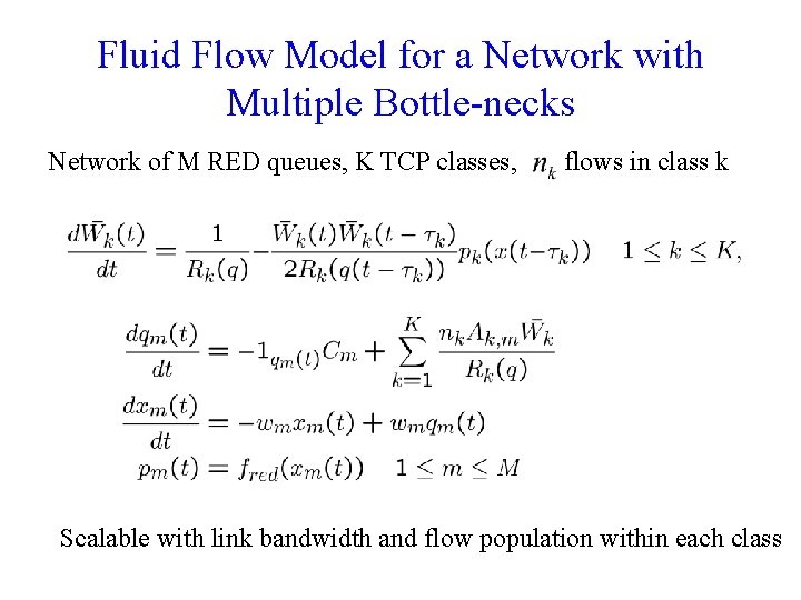 Fluid Flow Model for a Network with Multiple Bottle-necks Network of M RED queues,