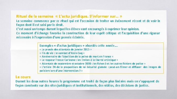 Rituel de la semaine « L’actu juridique. S’informer sur… » La semaine commence par