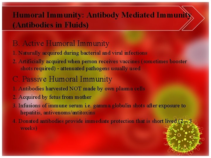 Humoral Immunity: Antibody Mediated Immunity (Antibodies in Fluids) B. Active Humoral Immunity 1. Naturally