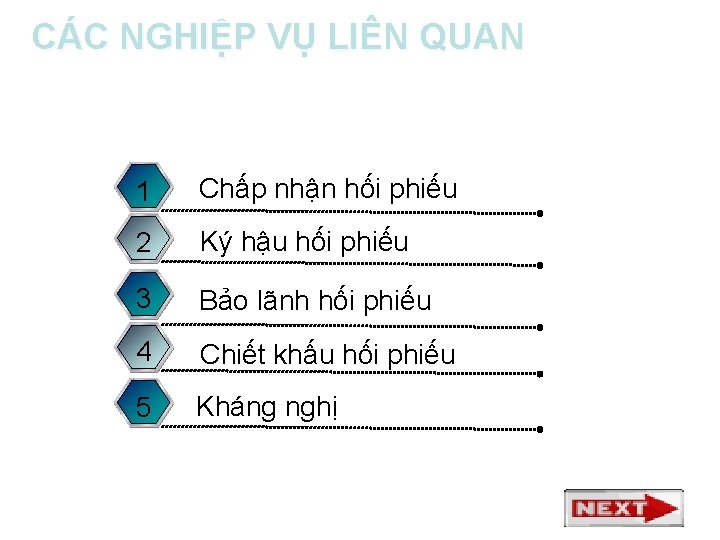 CÁC NGHIỆP VỤ LIÊN QUAN 1 Chấp nhận hối phiếu 2 Ký hậu hối