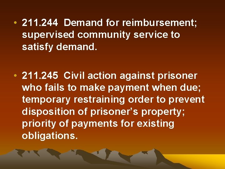  • 211. 244 Demand for reimbursement; supervised community service to satisfy demand. •