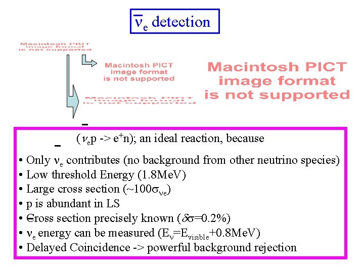 ne detection (nep -> e+n); an ideal reaction, because • Only ne contributes (no