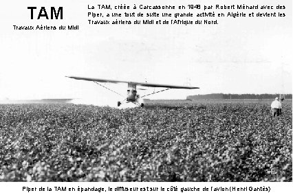 TAM Travaux Aériens du Midi La TAM, créée à Carcassonne en 1948 par Robert