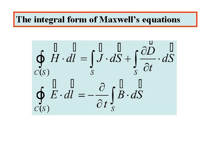 The integral form of Maxwell’s equations 