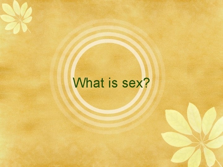 What is sex? 