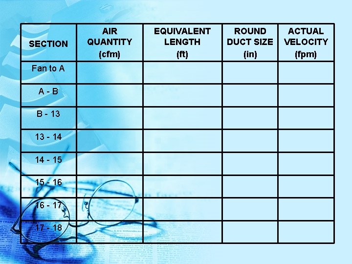 SECTION Fan to A A-B B - 13 13 - 14 14 - 15