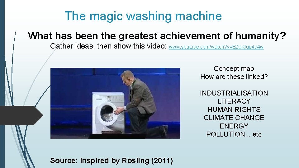 The magic washing machine What has been the greatest achievement of humanity? Gather ideas,