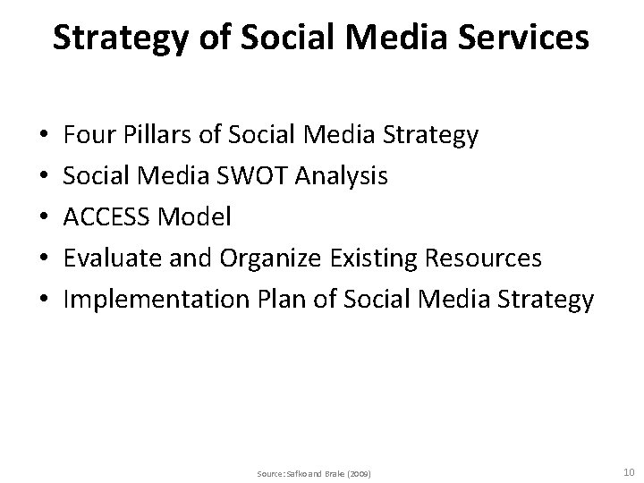 Strategy of Social Media Services • • • Four Pillars of Social Media Strategy