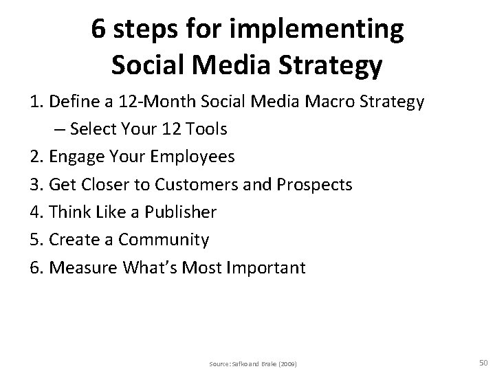 6 steps for implementing Social Media Strategy 1. Define a 12 -Month Social Media