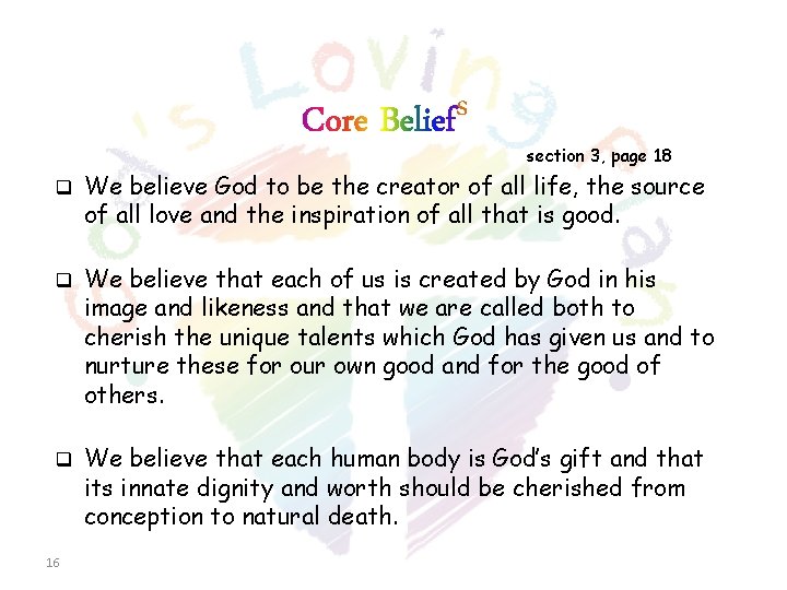 s section 3, page 18 q We believe God to be the creator of s section 3, page 18 q We believe God to be the creator of
