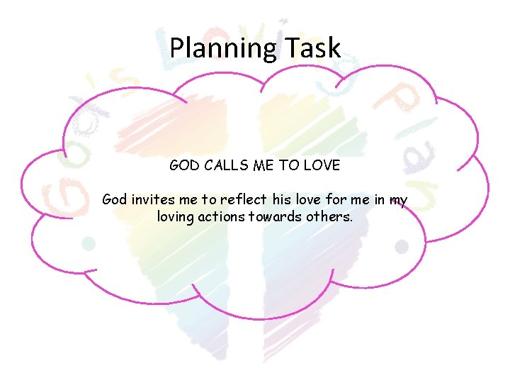 Planning Task GOD CALLS ME TO LOVE God invites me to reflect his love Planning Task GOD CALLS ME TO LOVE God invites me to reflect his love