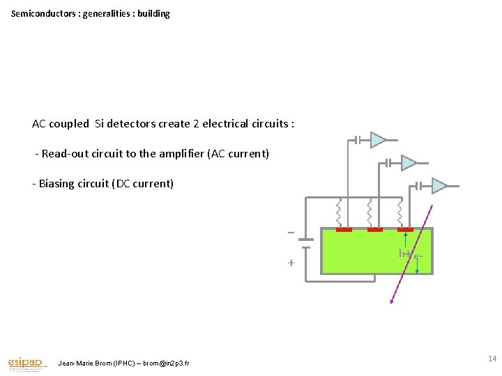 Semiconductors : generalities : building AC coupled Si detectors create 2 electrical circuits :