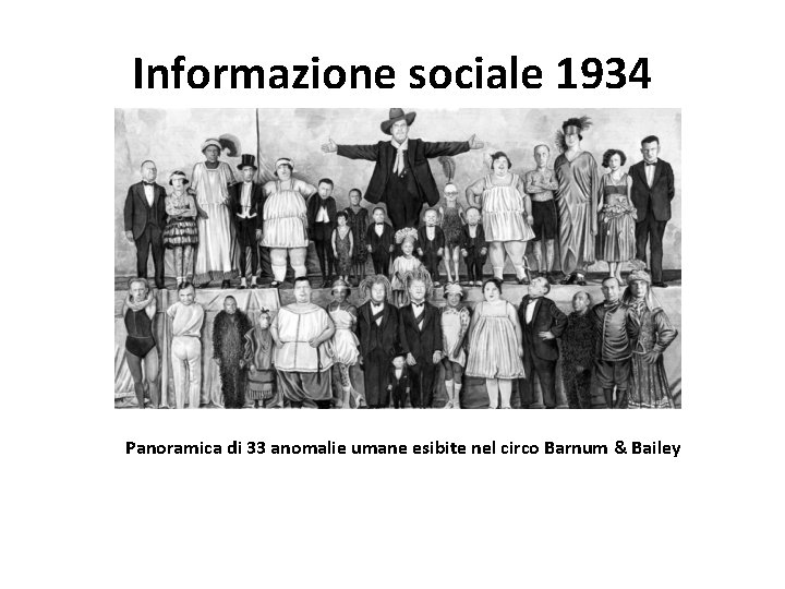 Informazione sociale 1934 Panoramica di 33 anomalie umane esibite nel circo Barnum & Bailey