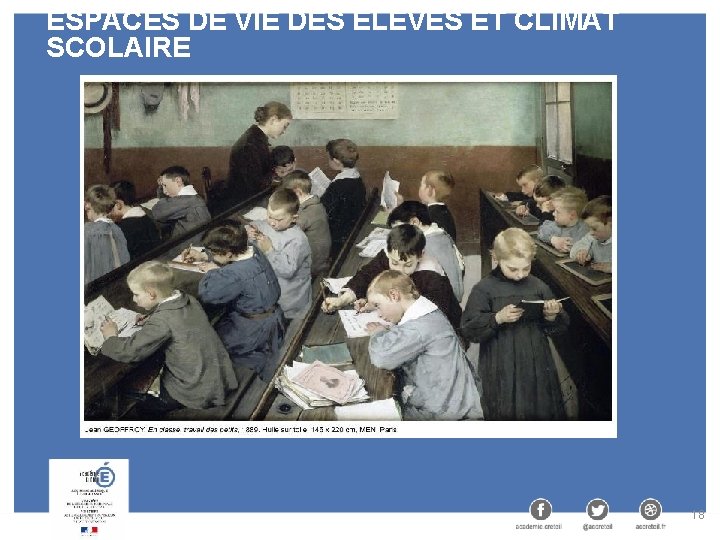 ESPACES DE VIE DES ÉLÈVES ET CLIMAT SCOLAIRE 18 