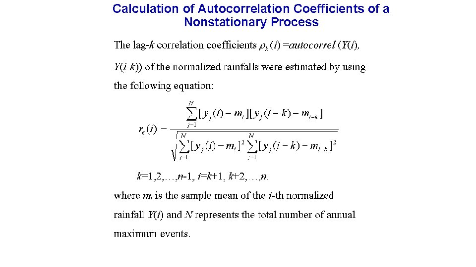 Calculation of Autocorrelation Coefficients of a Nonstationary Process 