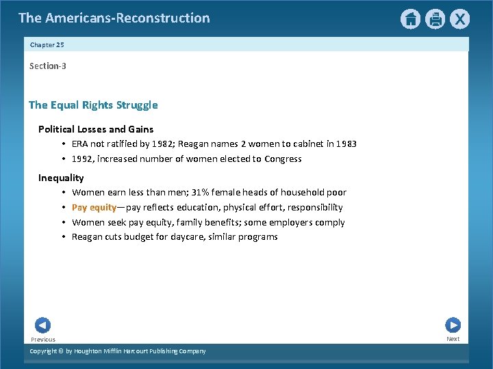 The Americans-Reconstruction Chapter 25 Section-3 The Equal Rights Struggle Political Losses and Gains •