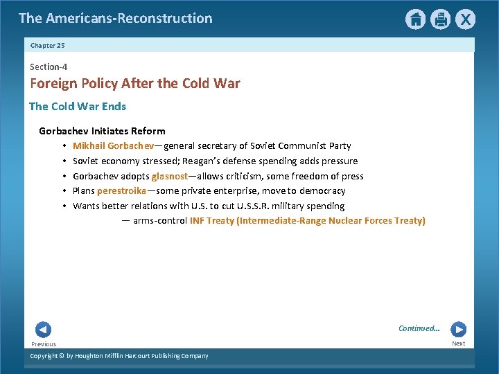 The Americans-Reconstruction Chapter 25 Section-4 Foreign Policy After the Cold War The Cold War