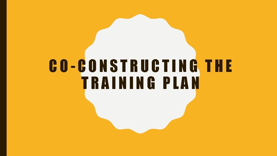 CO-CONSTRUCTING THE TRAINING PLAN 