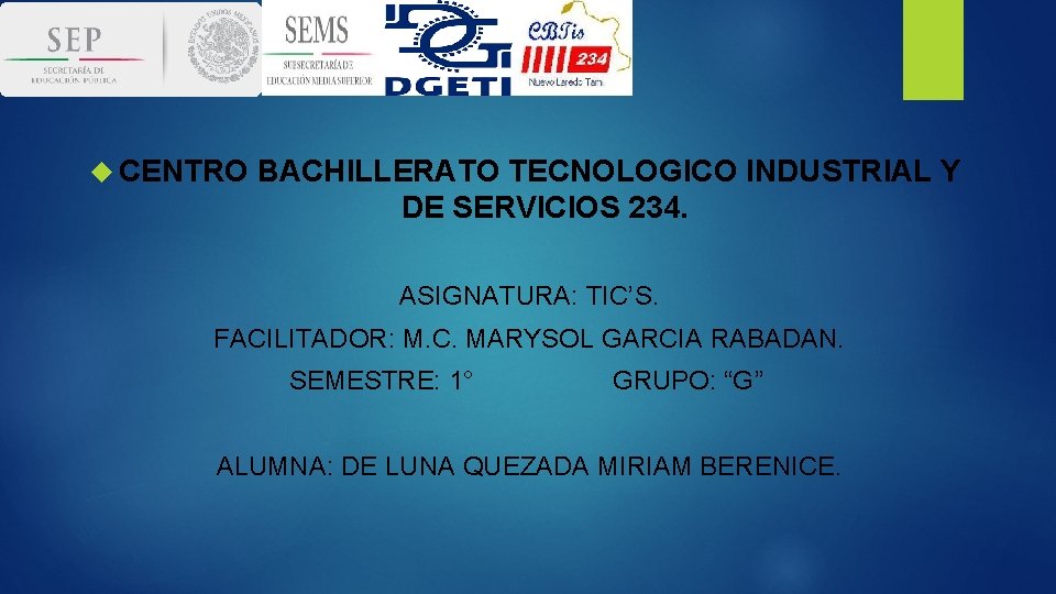 CENTRO BACHILLERATO TECNOLOGICO INDUSTRIAL Y DE SERVICIOS 234