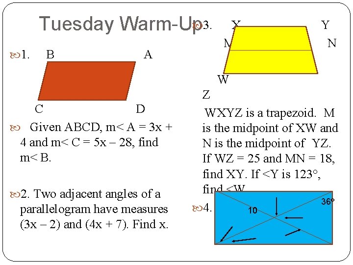  3. Tuesday Warm-Up 1. B A X M Y N W C D