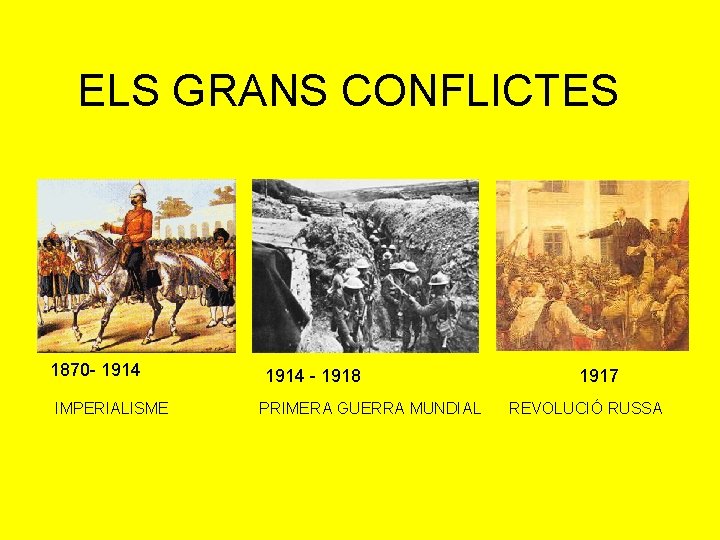 ELS GRANS CONFLICTES 1870 - 1914 IMPERIALISME 1914 - 1918 PRIMERA GUERRA MUNDIAL 1917