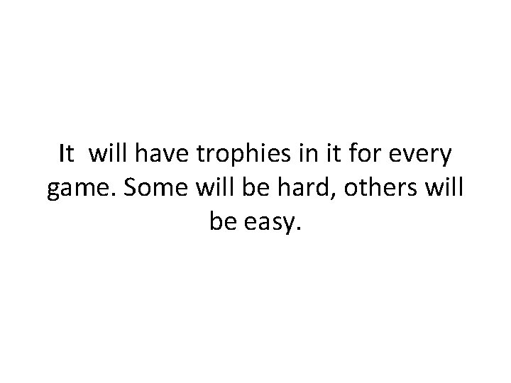 It will have trophies in it for every game. Some will be hard, others