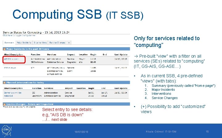 Computing SSB (IT SSB) Only for services related to “computing” Pre-built “view” with a Computing SSB (IT SSB) Only for services related to “computing” Pre-built “view” with a